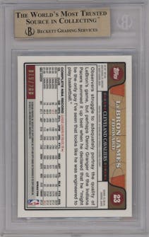 LeBron James from the 2008-09 Topps Chrome  set featuring a X-Fractor parallel graded by Beckett and given an overall grade of 9.5.