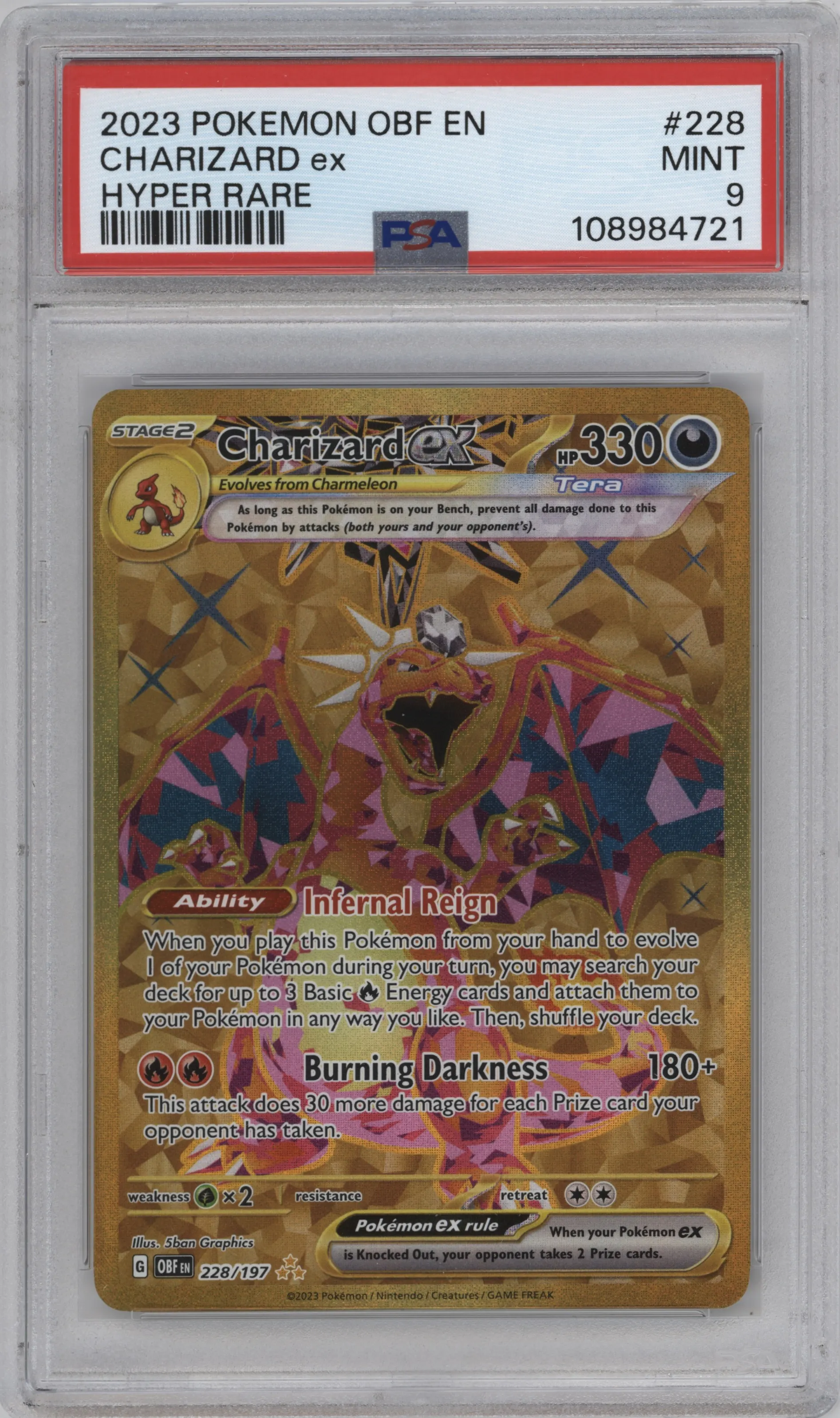 2023 Pokemon SV Obsidian Flame Charizard ex #228 PSA 9