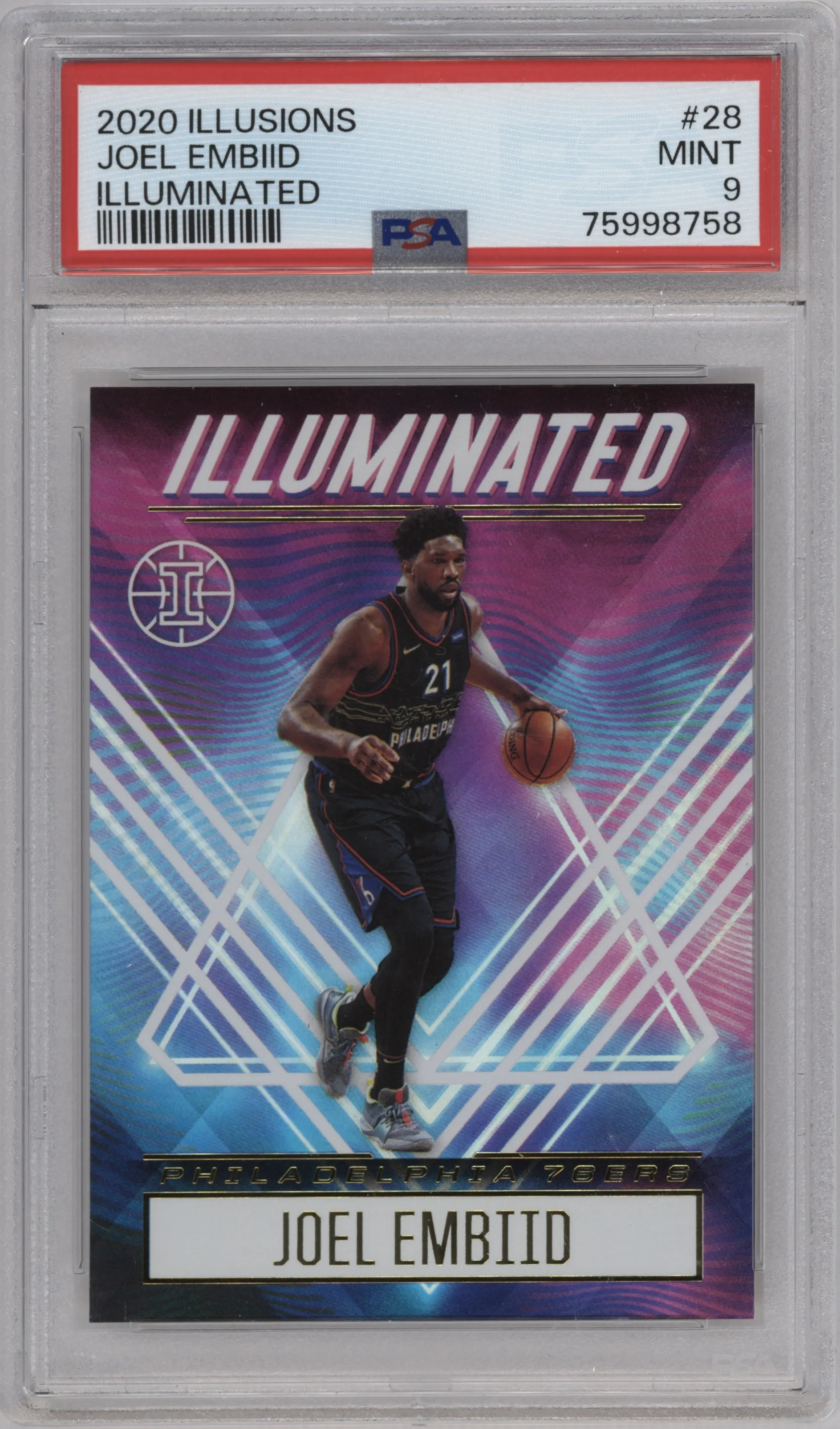 2020 Panini Illusions Illuminated Joel Embiid PSA 9