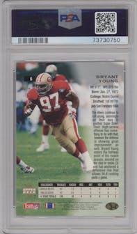Bryant Young from the 1994 SP set featuring a Foil parallel graded by PSA and given an overall grade of 8.