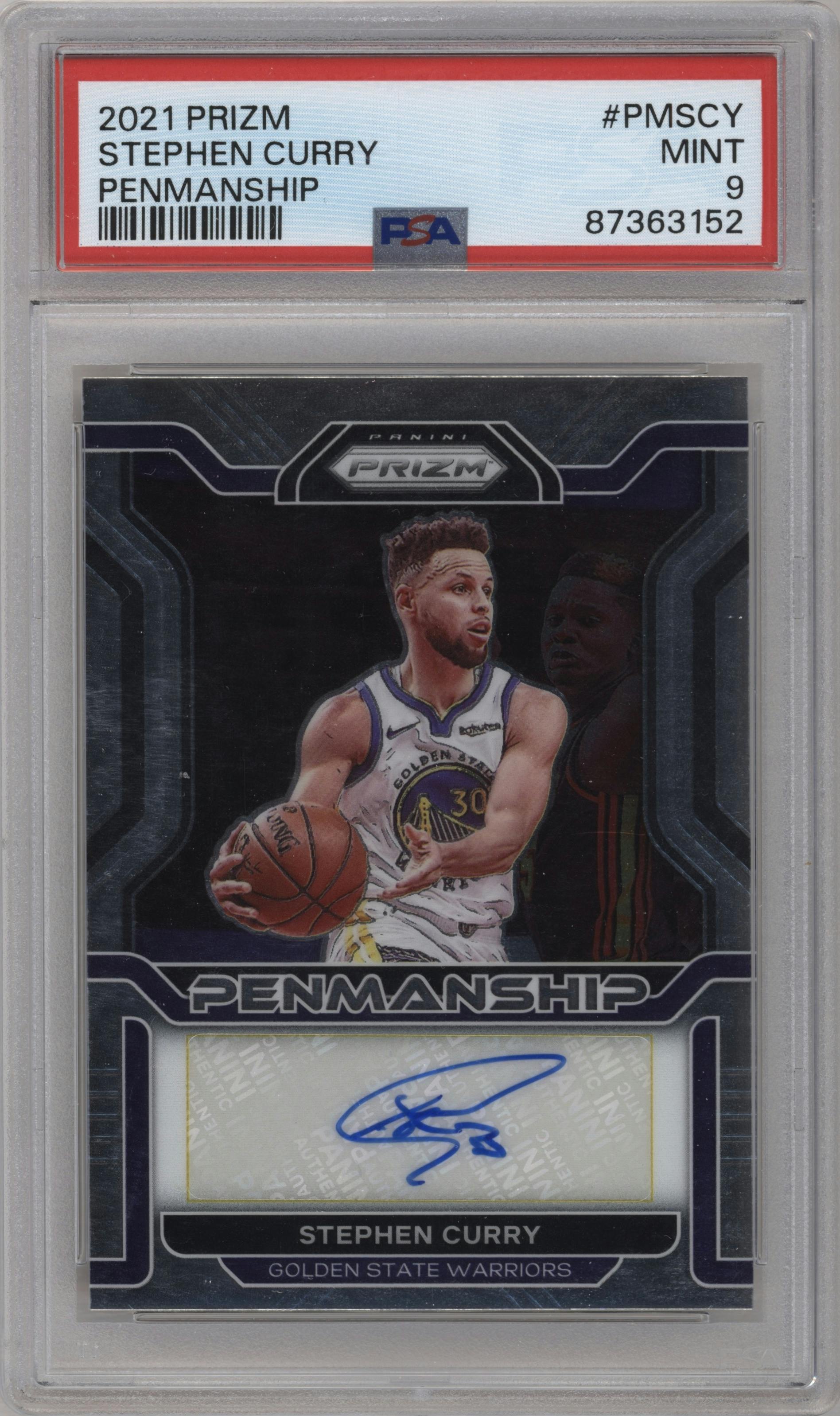 Stephen Curry from the 2021-22 Panini Prizm  set graded by PSA and given an overall grade of 9.