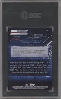Ronald Acuna from the 2018 Bowman set graded by SGC and given an overall grade of 10.