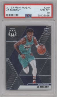 Ja Morant from the 2019-20 Panini Mosaic  set graded by PSA and given an overall grade of 10.