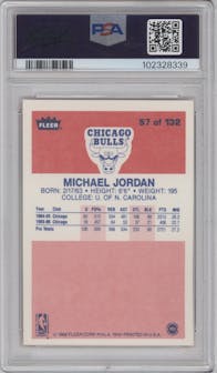 Michael Jordan from the 1986-87 Fleer set graded by PSA and given an overall grade of 7.
