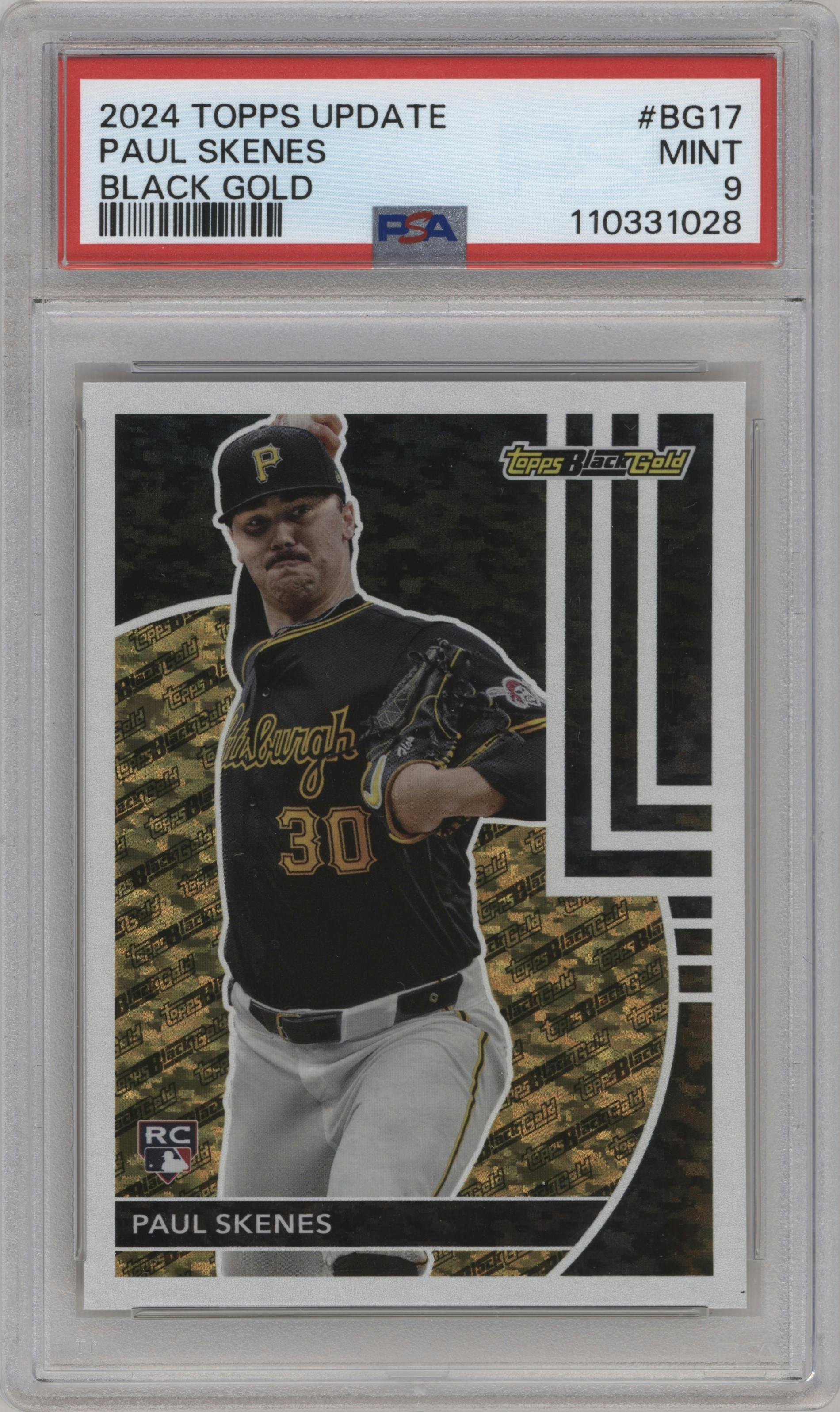 Paul Skenes from the 2024 Topps Update set graded by PSA and given an overall grade of 9.