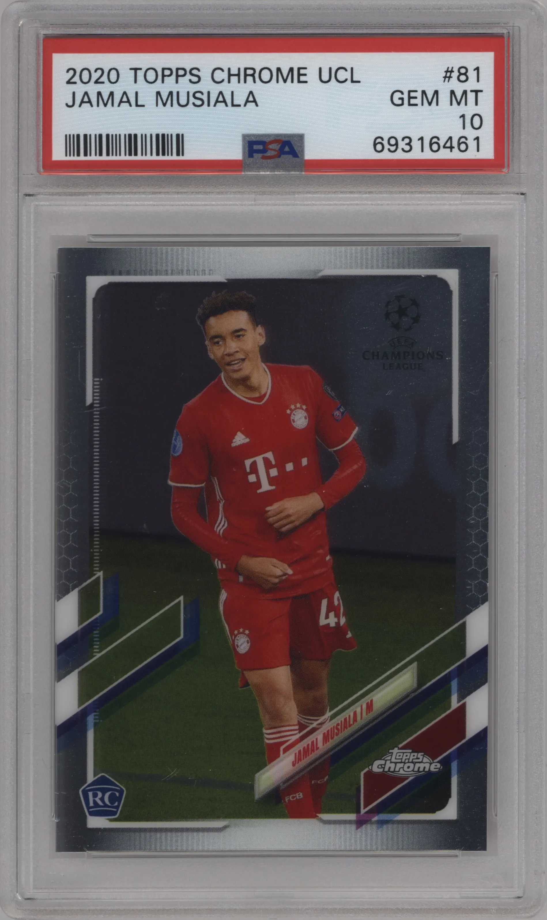 2020 Topps Chrome UEFA Champions League Jamal Musiala PSA 10