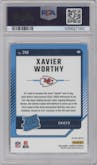 Xavier Worthy from the 2024 Donruss set featuring a Red Pandora parallel graded by PSA and given an overall grade of 10.