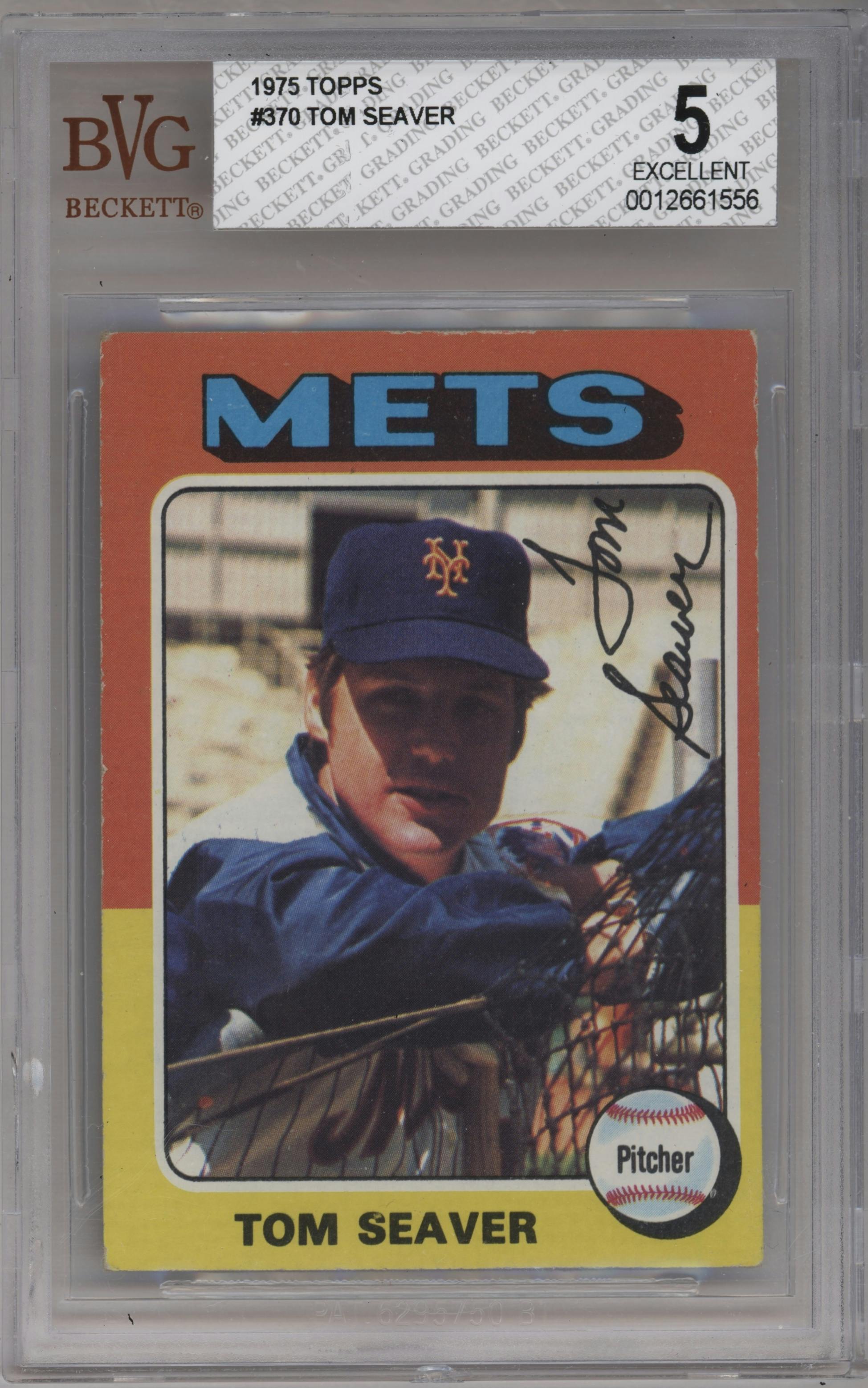 Tom Seaver from the 1975 Topps set graded by Beckett and given an overall grade of 5.