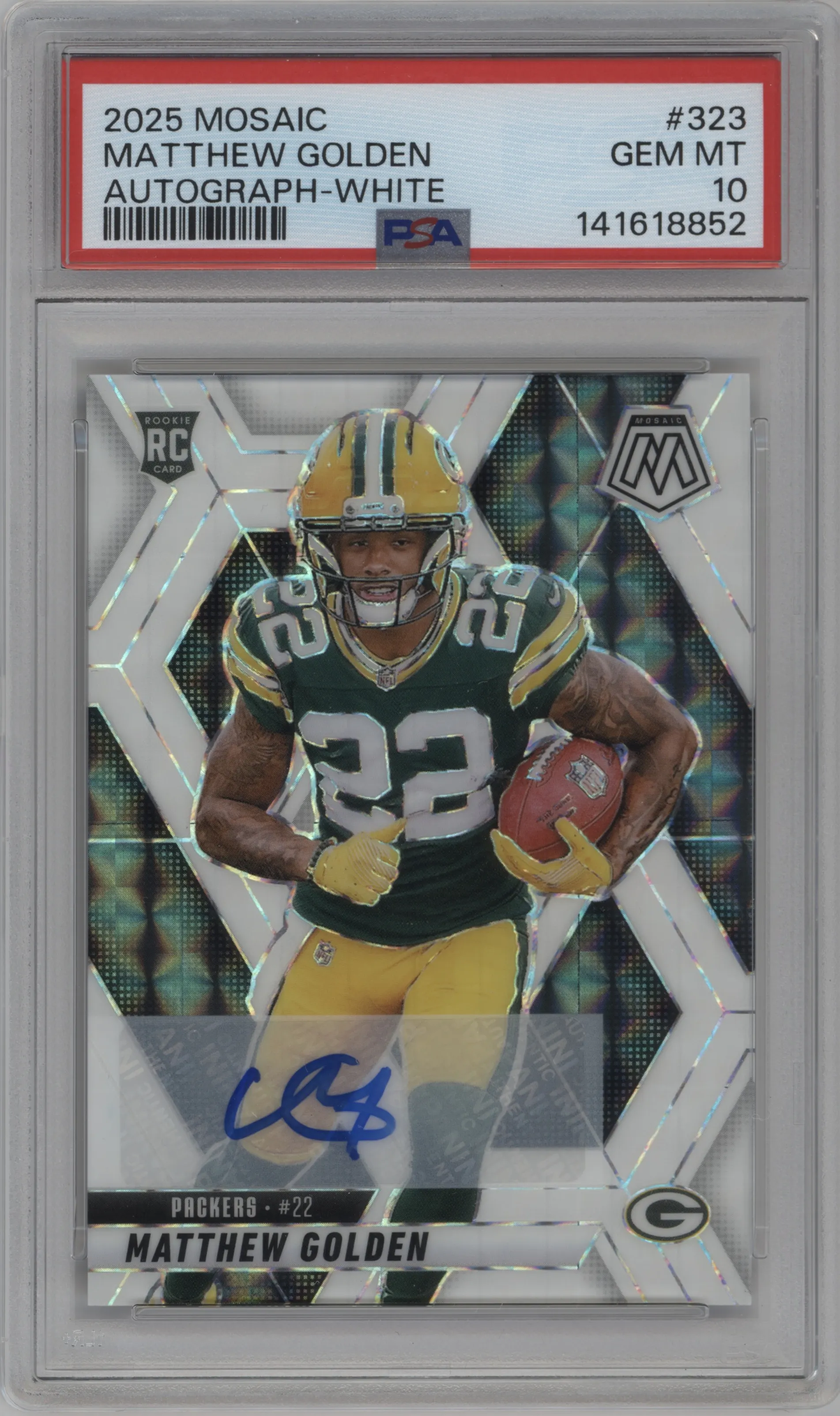 2025 Panini Mosaic Rke.Auto Matthew Golden White Mosaic #323 PSA 10