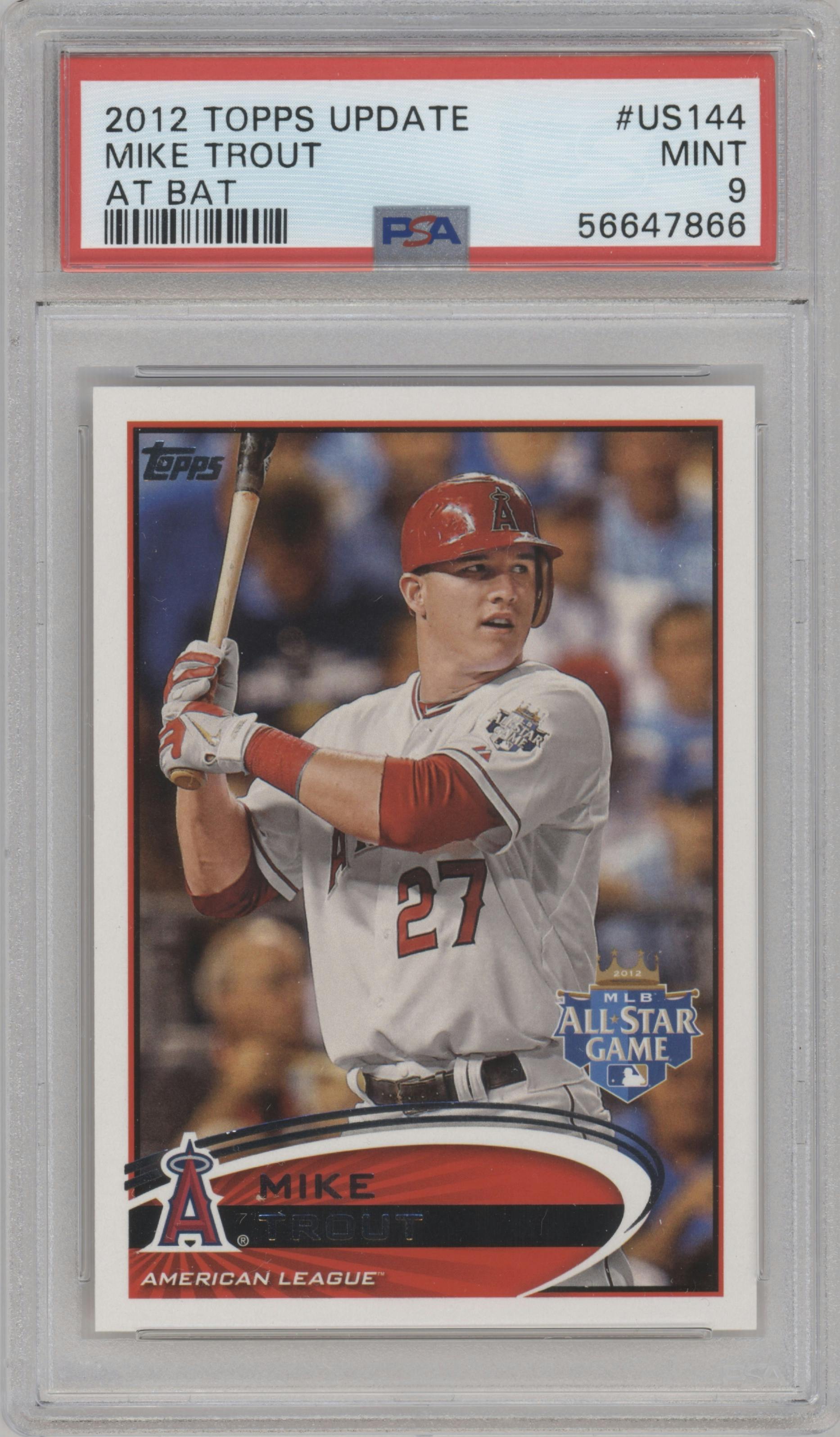 Mike Trout from the 2012 Topps Update Series set graded by PSA and given an overall grade of 9.
