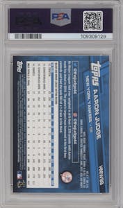 Aaron Judge from the 2017 Topps Holiday set graded by PSA and given an overall grade of 9.