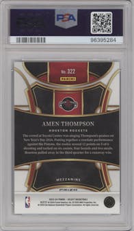 Amen Thompson from the 2023-24 Panini Select  set featuring a Blue Prizm parallel graded by PSA and given an overall grade of 10.