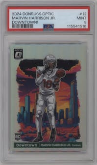 Marvin Harrison Jr. from the 2024 Donruss Optic set graded by PSA and given an overall grade of 9.