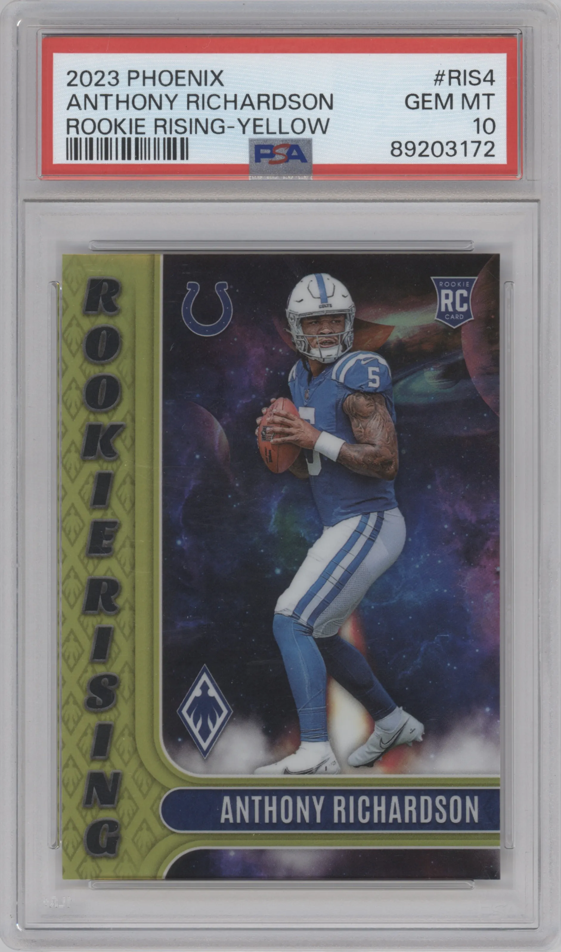 2023 Panini Phoenix Rke.Rising Anthony Richardson Yellow PSA 10