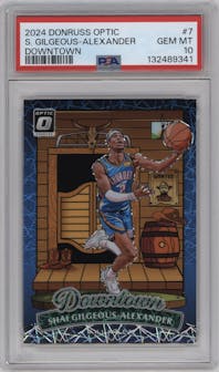 Shai Gilgeous-Alexander from the 2024-25 Donruss Optic set graded by PSA and given an overall grade of 10.