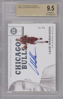Lauri Markkanen from the 2017-18 Panini Encased set graded by Beckett and given an overall grade of 9.5.