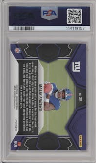 Malik Nabers from the 2024 Panini Mosaic set featuring a Pink Camo parallel graded by PSA and given an overall grade of 9.