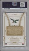 Randall Cunningham from the 2022 Panini Flawless set featuring a Emerald parallel graded by PSA and given an overall grade of 9.