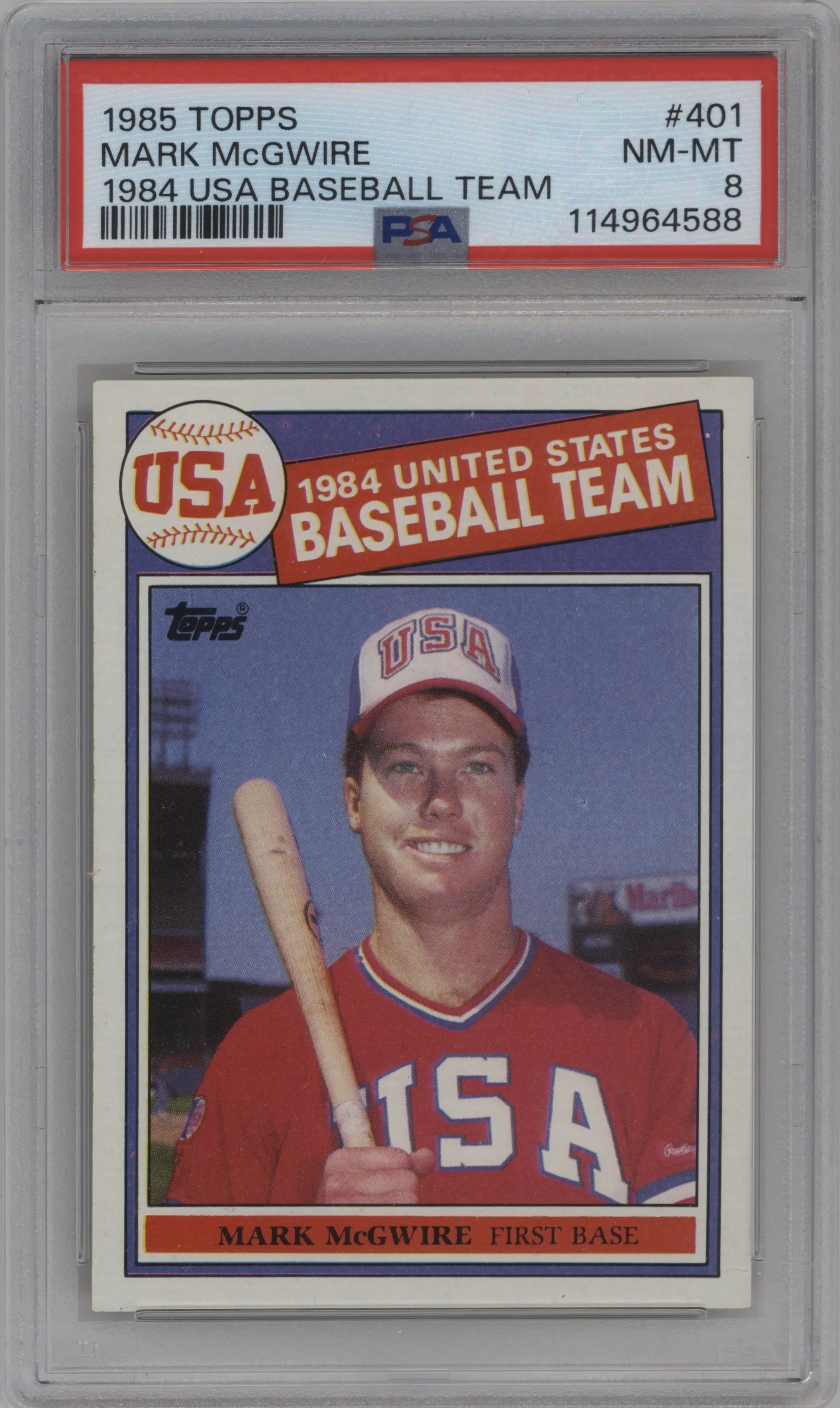 1985 Topps Mark McGwire #401 PSA 8
