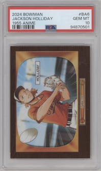 Jackson Holliday from the 2024 Bowman set graded by PSA and given an overall grade of 10.