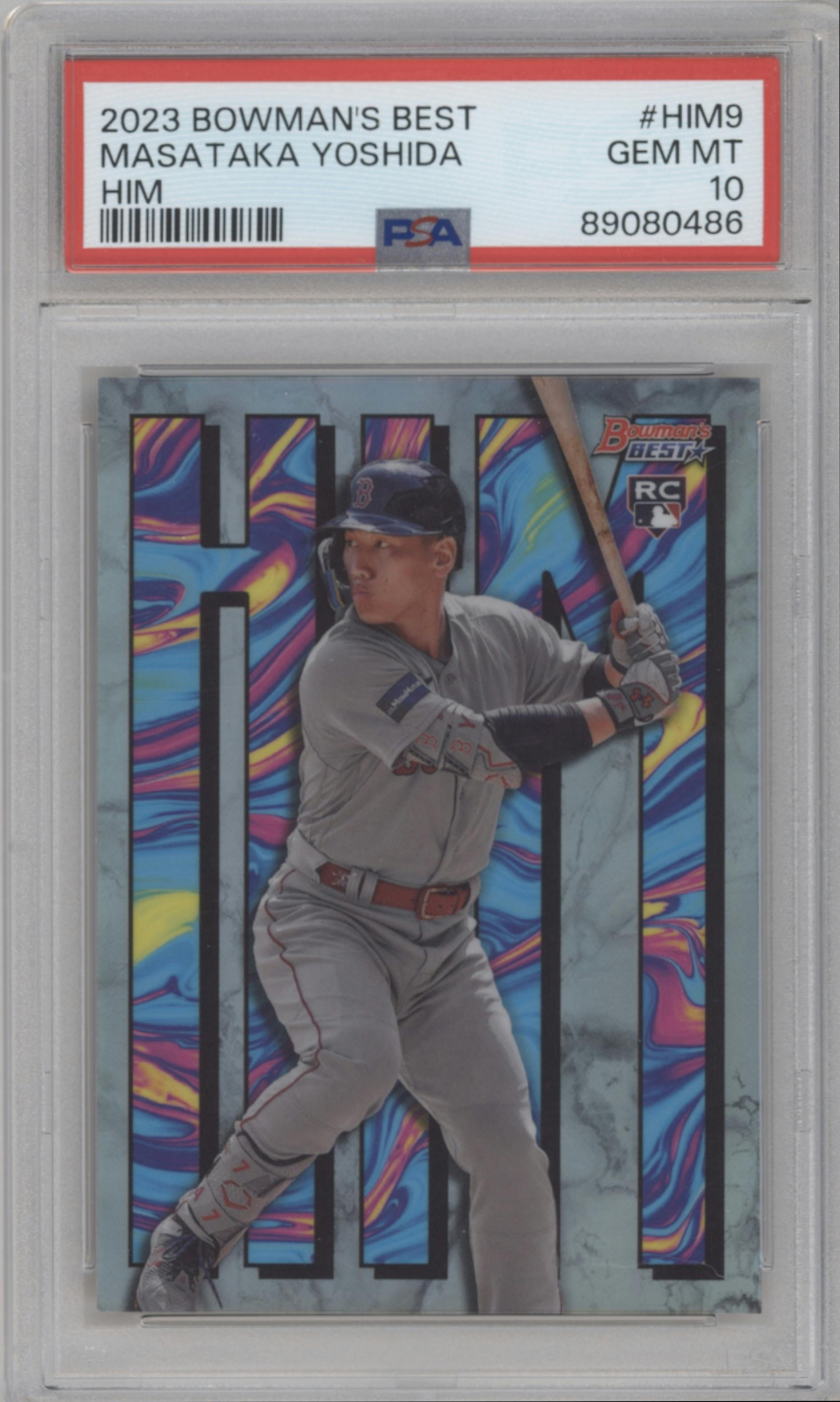 Masataka Yoshida from the 2023 Bowman's Best set graded by PSA and given an overall grade of 10.