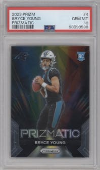 Bryce Young from the 2023 Panini Prizm set graded by PSA and given an overall grade of 10.
