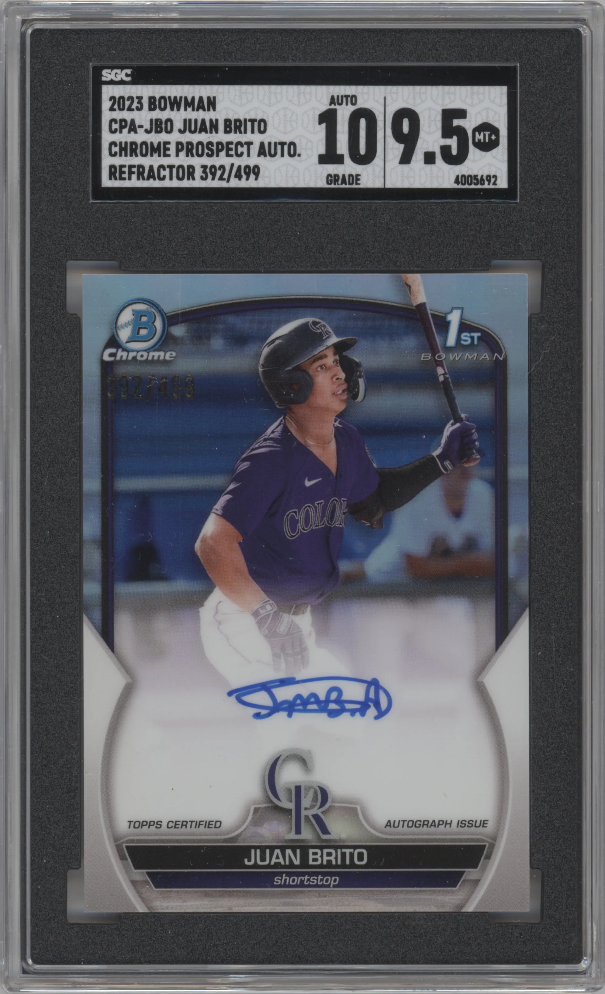 2023 Bowman Chr.Pros.Auto Juan Brito Refractor SGC 9.5