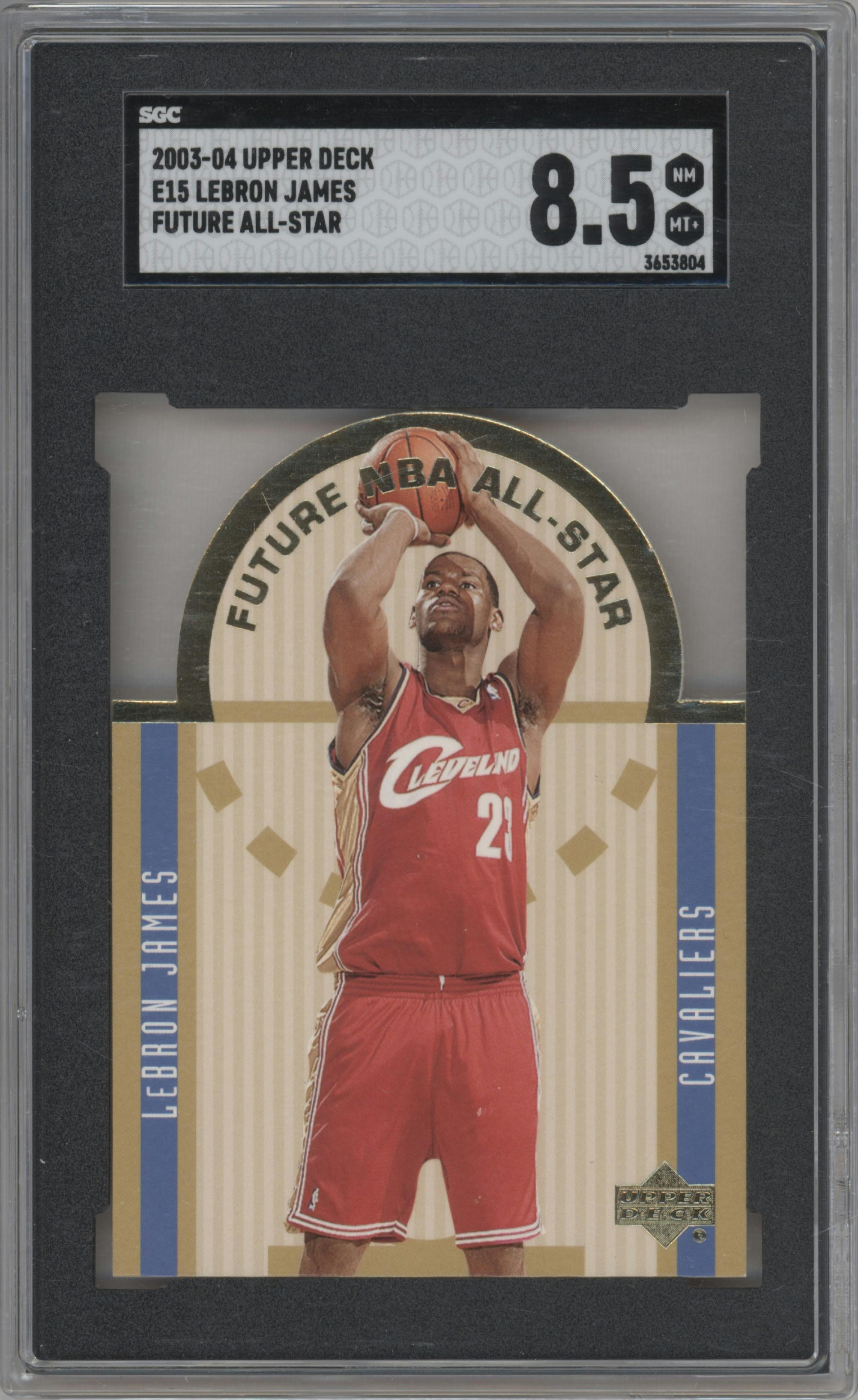 LeBron James from the 2003-04 Upper Deck set graded by SGC and given an overall grade of 8.5.