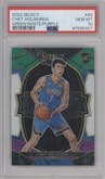 Chet Holmgren from the 2022-23 Panini Select set featuring a Green/White/Purple Prizm parallel graded by PSA and given an overall grade of 10.