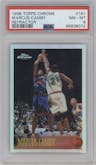 Marcus Camby from the 1996-97 Topps Chrome set featuring a Refractor parallel graded by PSA and given an overall grade of 8.