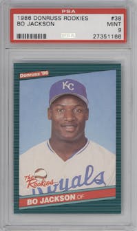 Bo Jackson from the 1986 Donruss The Rookies set graded by PSA and given an overall grade of 9.