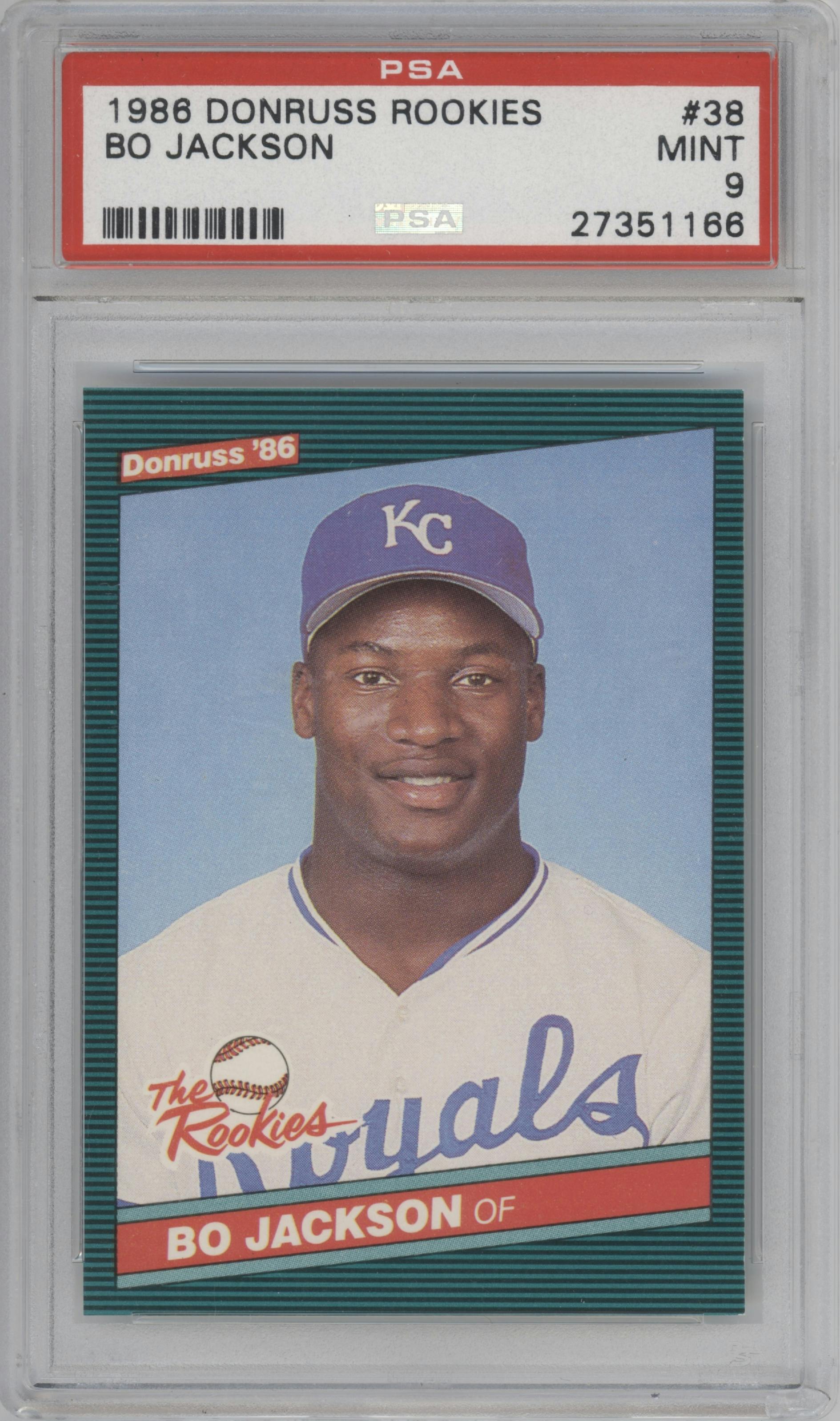 Bo Jackson from the 1986 Donruss The Rookies set graded by PSA and given an overall grade of 9.