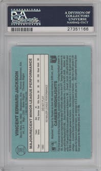 Bo Jackson from the 1986 Donruss The Rookies set graded by PSA and given an overall grade of 9.