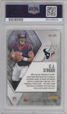 C.J. Stroud from the 2023 Panini Phoenix set featuring a Purple Seismic parallel graded by PSA and given an overall grade of 10.