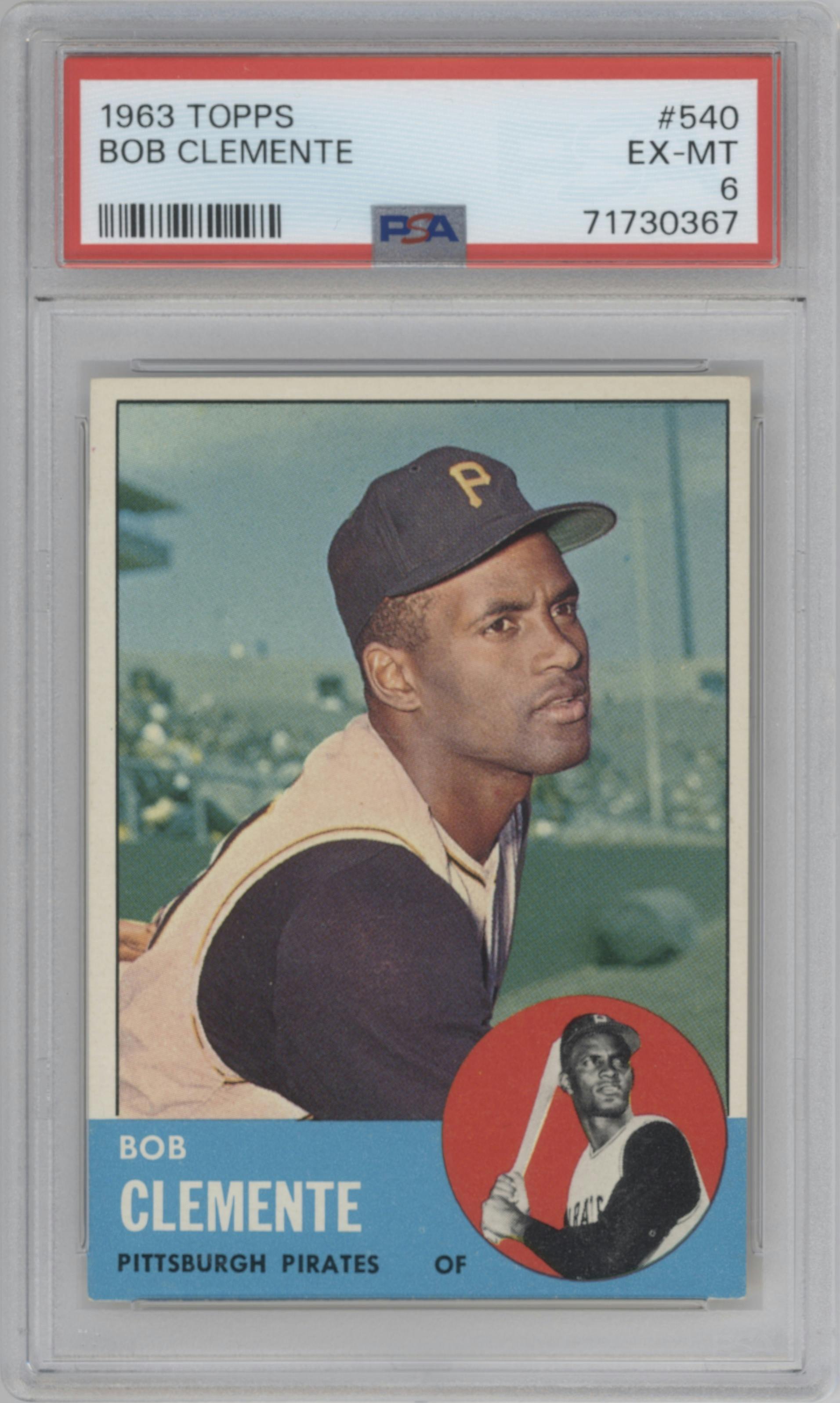 Bob Clemente from the 1963 Topps set graded by PSA and given an overall grade of 6.