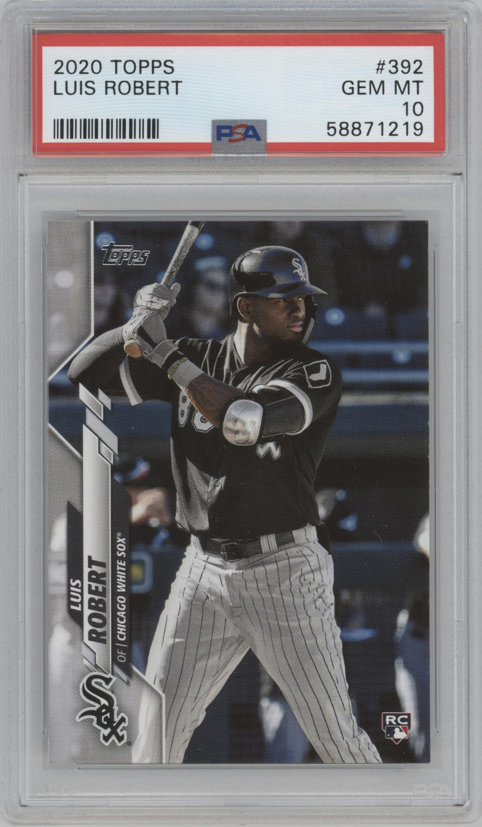 Luis Robert from the 2020 Topps Series 2 set graded by PSA and given an overall grade of 10.