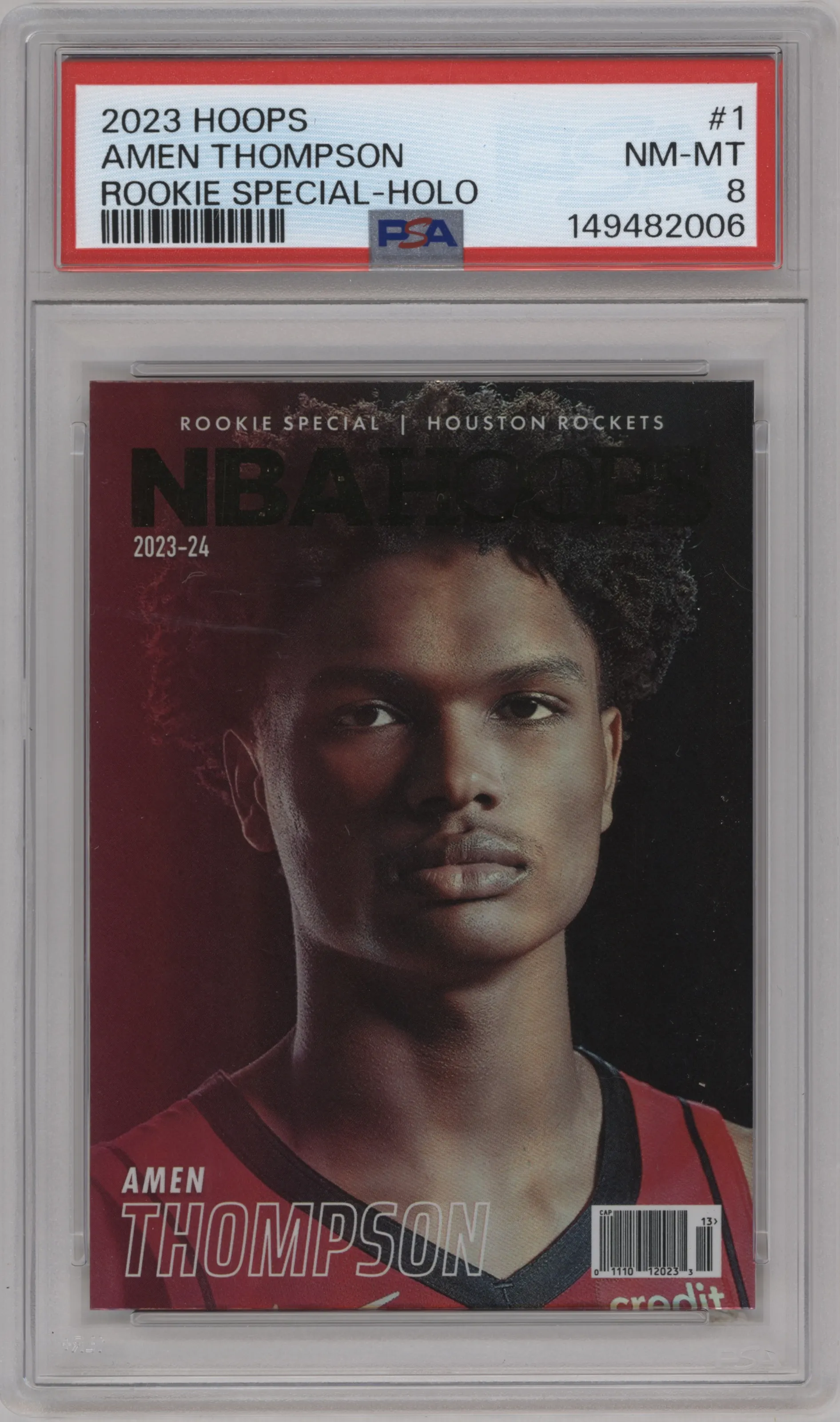 2023 Panini NBA Hoops Rookie Special Amen Thompson Holo #1 PSA 8