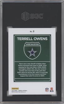 Terrell Owens from the 2024 Donruss set graded by SGC and given an overall grade of 9.5.