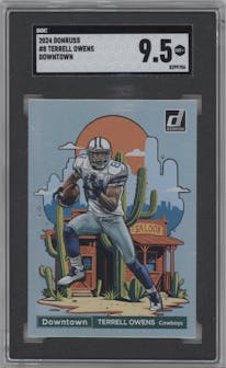 Terrell Owens from the 2024 Donruss set graded by SGC and given an overall grade of 9.5.