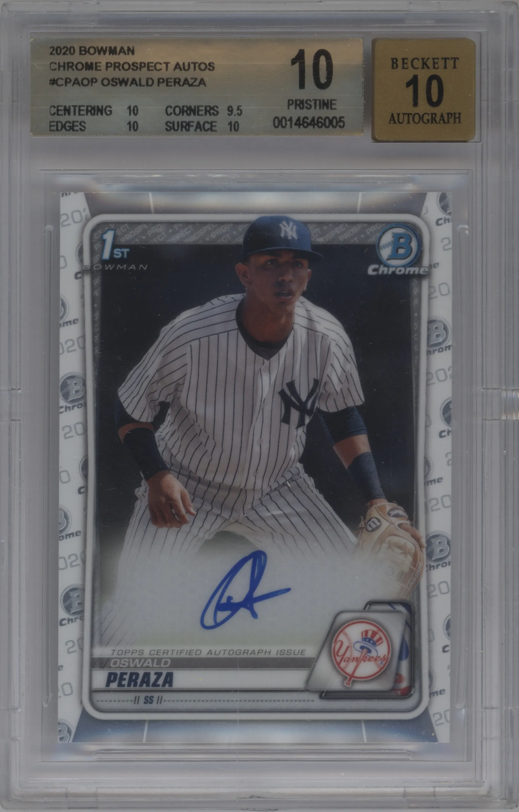 2020 Bowman Chrome Pros.Auto Oswald Peraza BGS 10