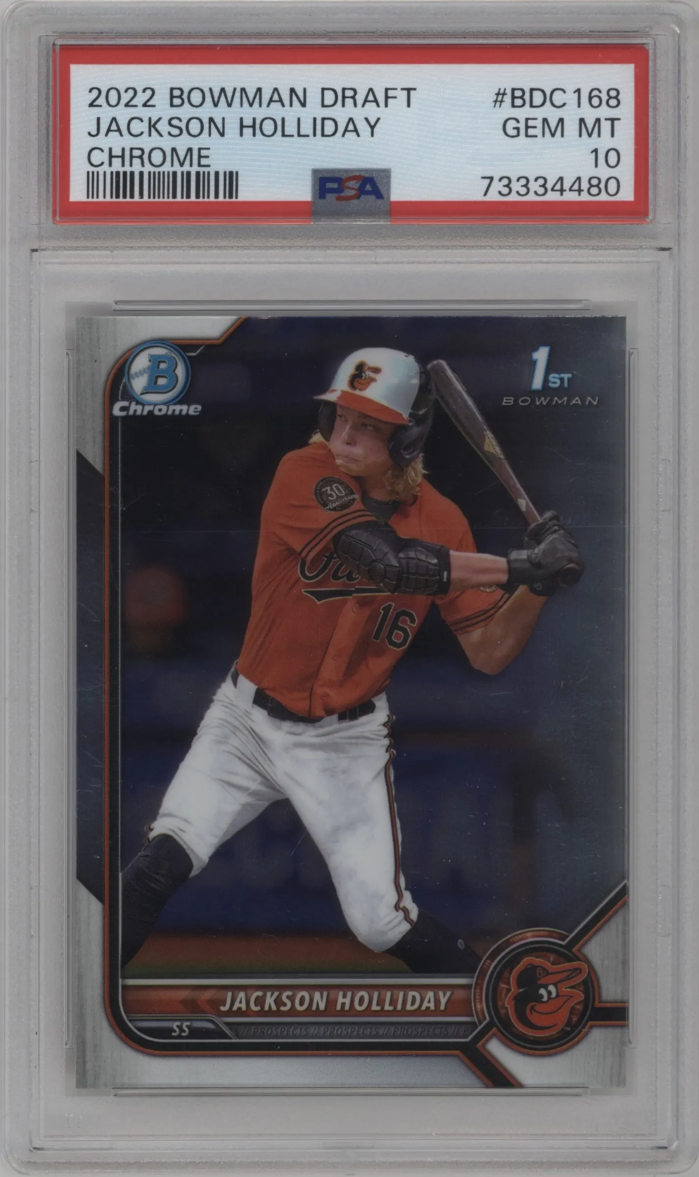 2022 Bowman Draft Chrome Jackson Holliday PSA 10