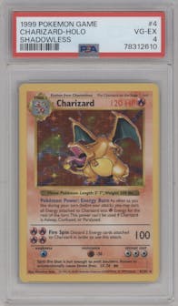 Charizard from the 1999 Pokemon set graded by PSA and given an overall grade of 4.
