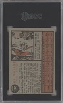 Al Kaline from the 1962 Topps set featuring a Green Tint parallel graded by SGC and given an overall grade of 6.5.