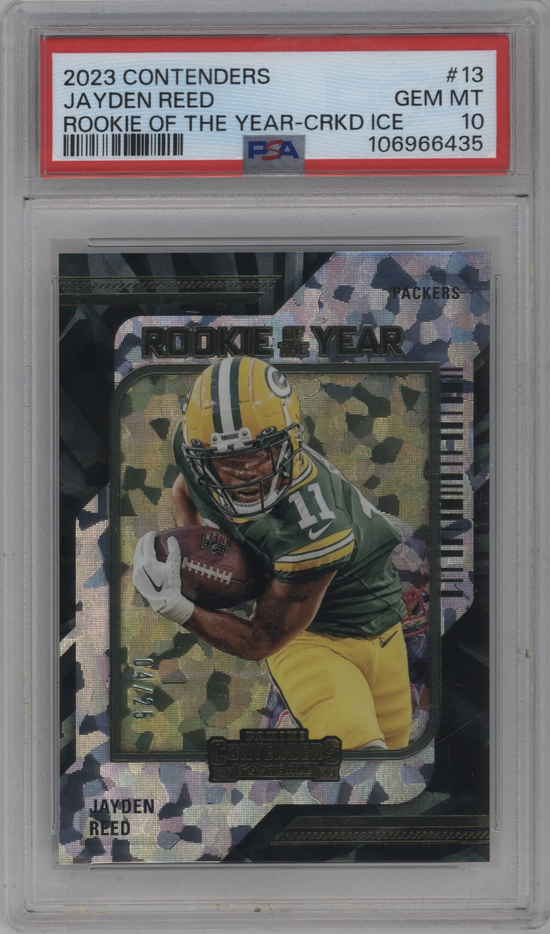 2023 Panini Contenders ROY Contenders Jayden Reed Cracked Ice PSA 10