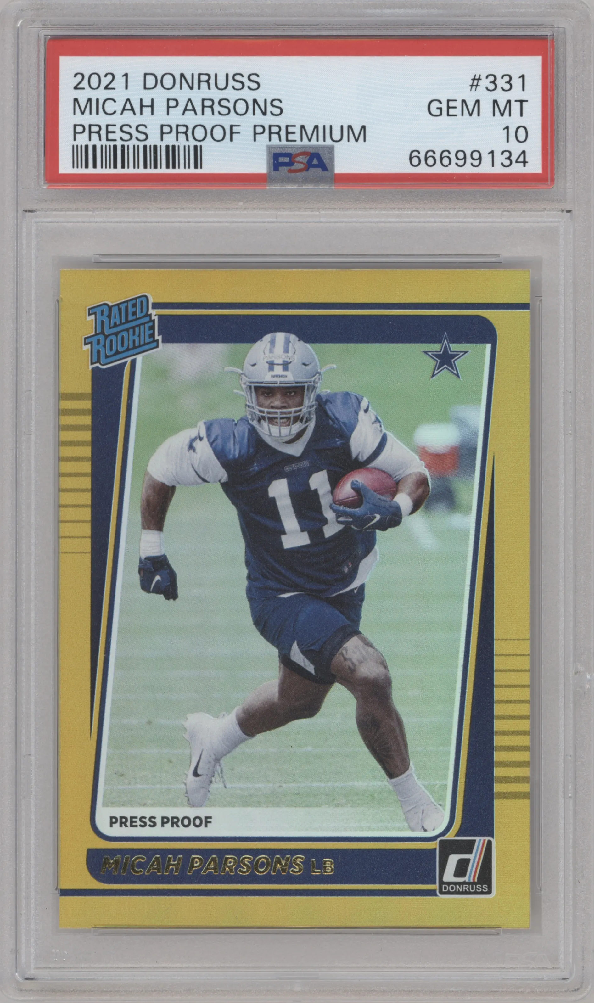 2021 Panini Donruss Rated Rookie Micah Parsons Press Proof Premium PSA 10
