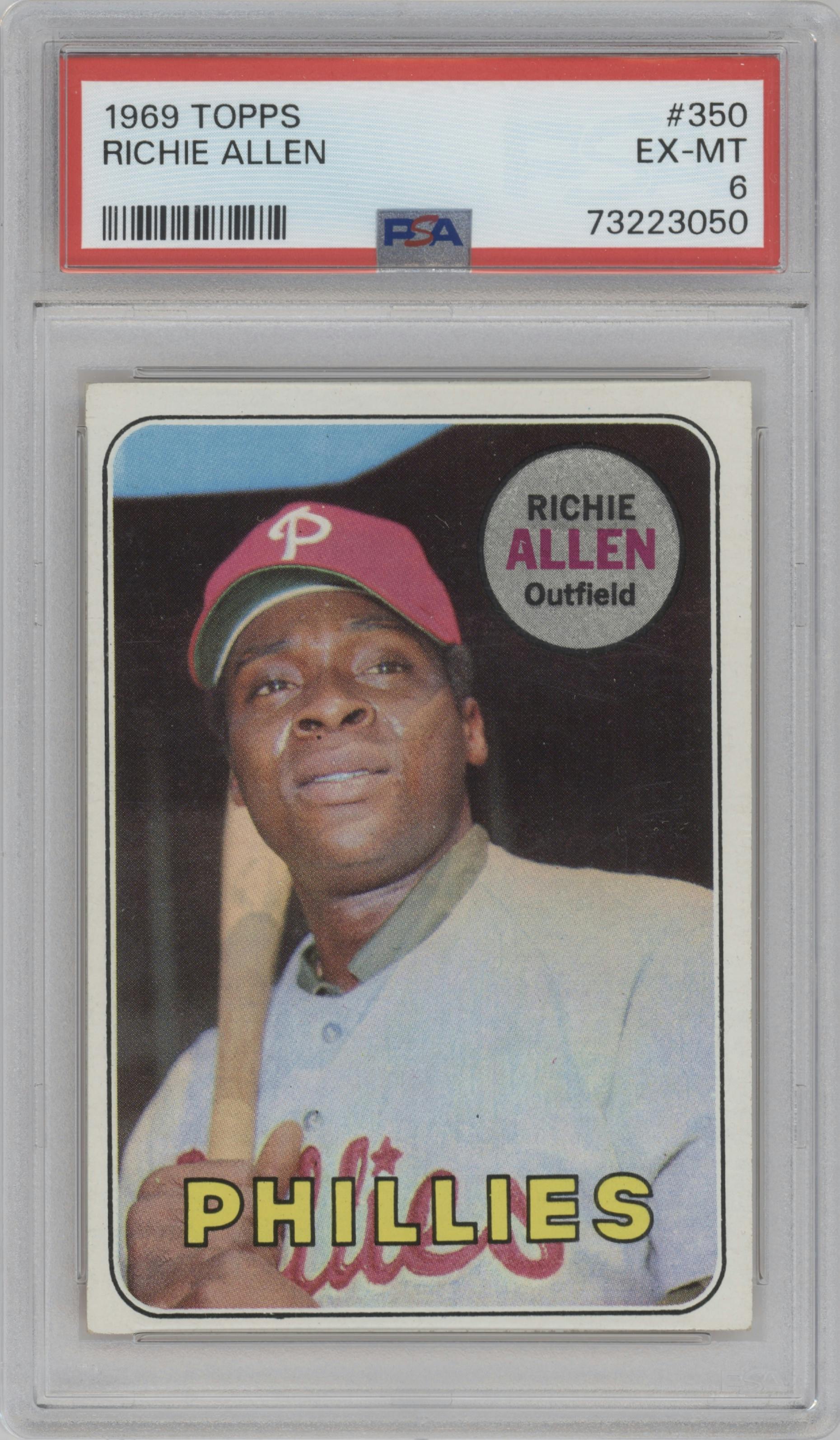 Richie Allen from the 1969 Topps set graded by PSA and given an overall grade of 6.