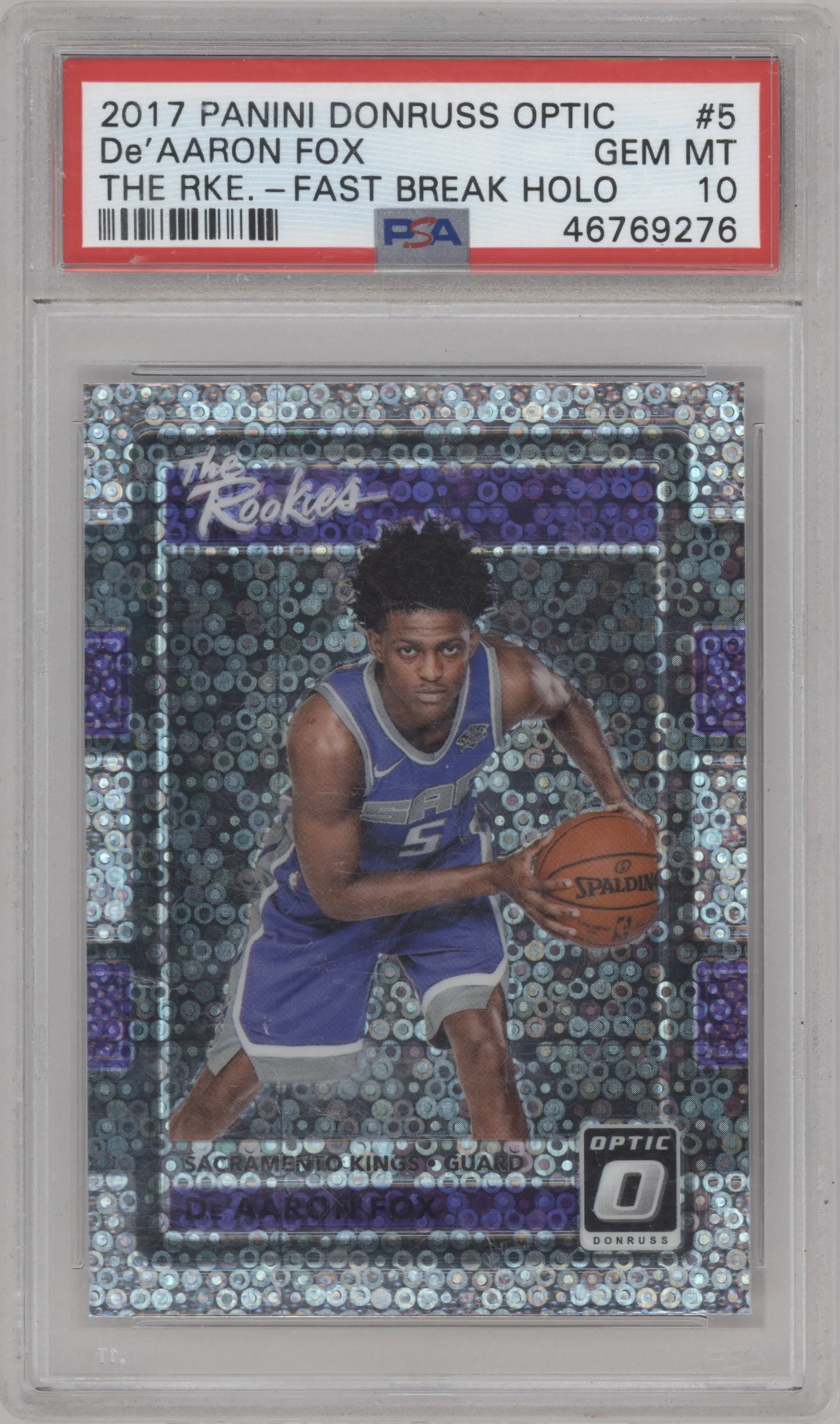 2017 Panini Donruss Optic The Rookies De'Aaron Fox Fast Break Holo PSA 10