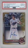 Joe Lampe from the 2022 Bowman Draft set featuring a Gold Refractor parallel graded by PSA and given an overall grade of 10.