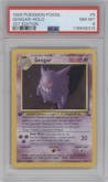 Gengar from the 1999 Pokemon set graded by PSA and given an overall grade of 8.