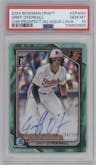 Griff O'Ferrall from the 2024 Bowman Draft set featuring a Aqua Lava Refractor   parallel graded by PSA and given an overall grade of 10.